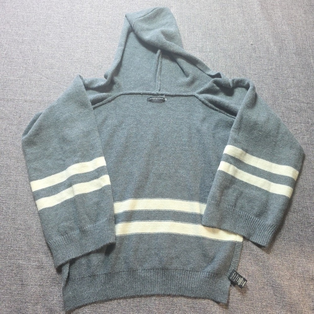 Do Everything in Love Cardigan Open Women's Gray and White One Size with hood